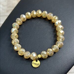Erimish Champagne Gold Beaded Crystal Bracelet